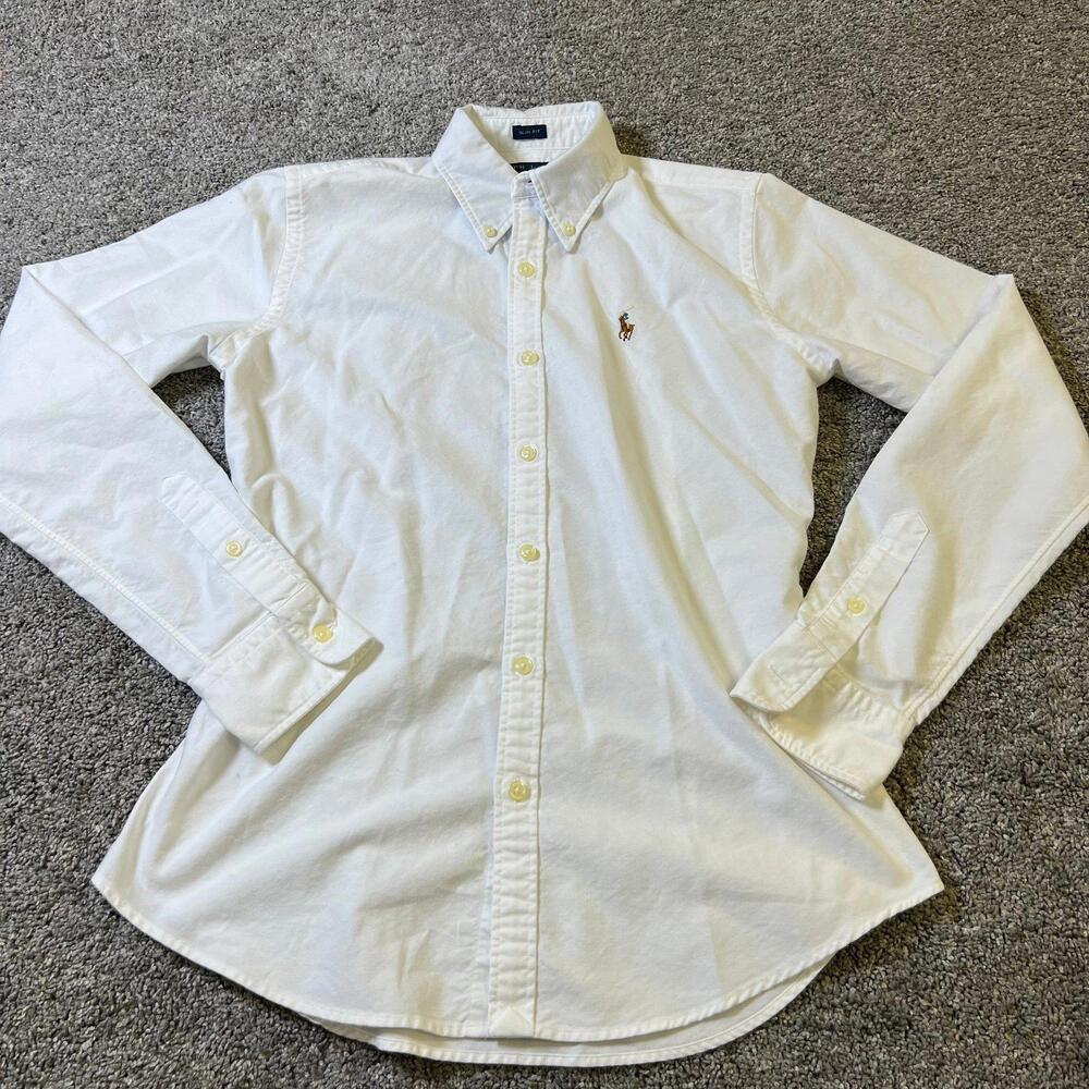 Ralph Lauren Women’s White Button-Down Shirt with Polo Logo